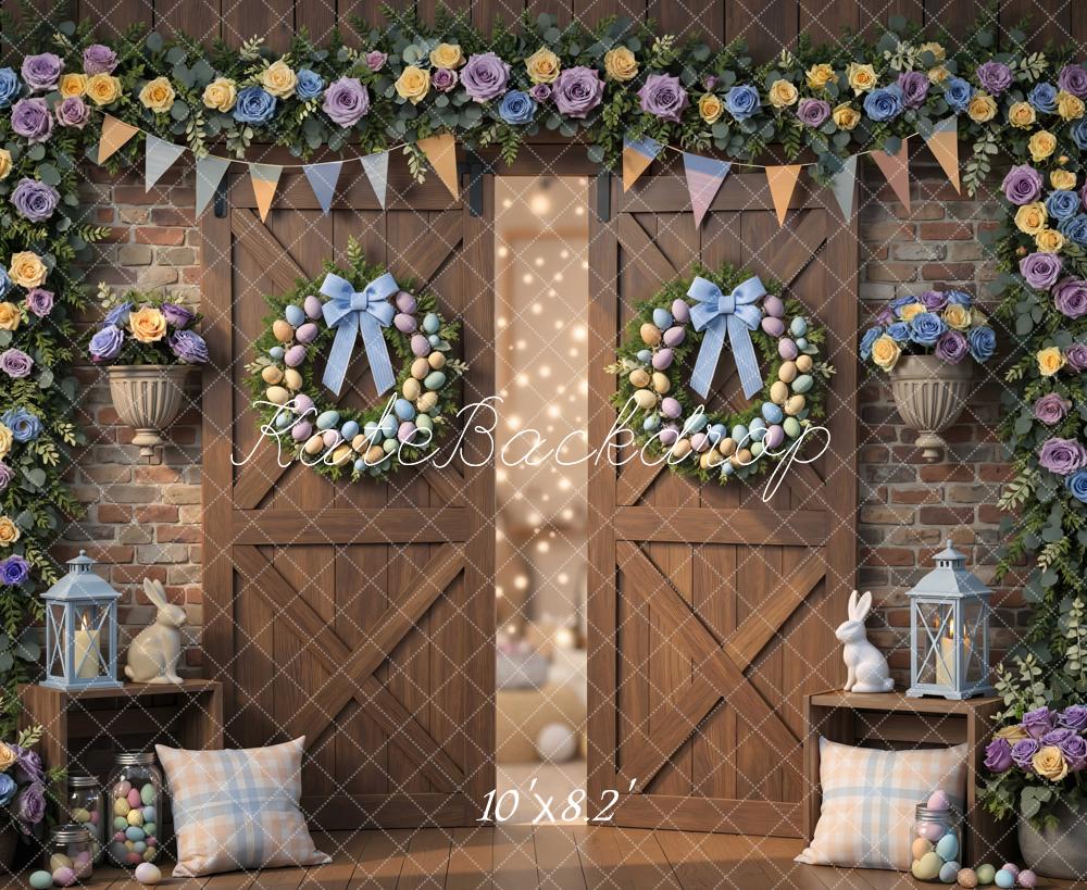 Kate Easter Bunny Egg Wreath Floral Barn Backdrop Designed by Mini MakeBelieve - Image 6
