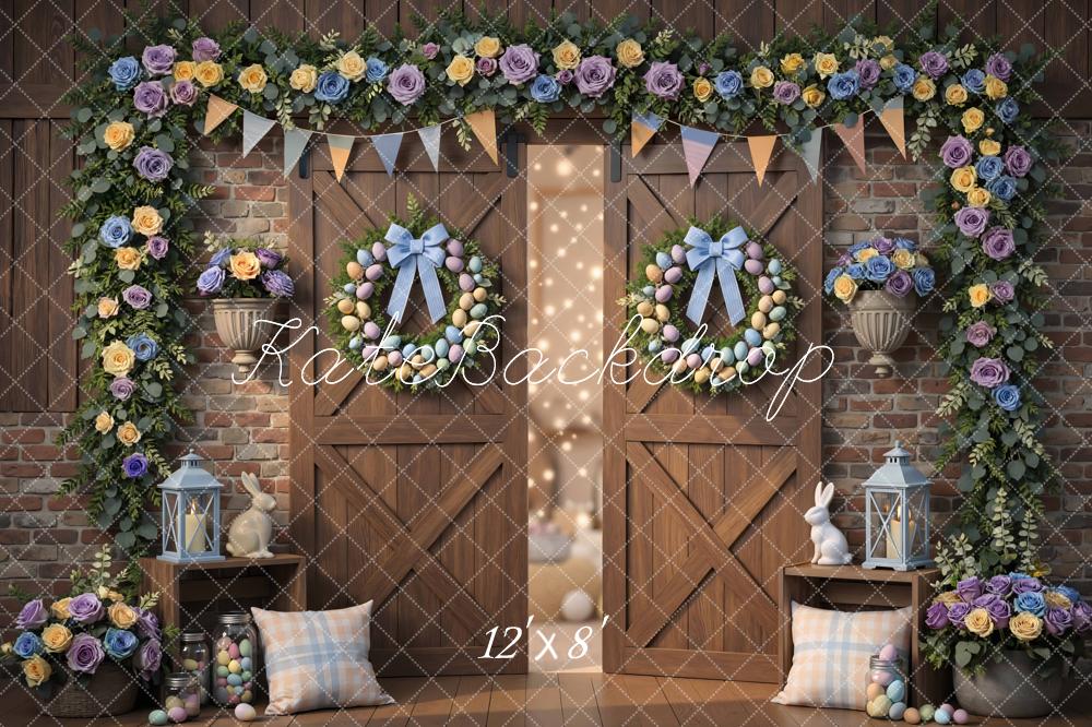 Kate Easter Bunny Egg Wreath Floral Barn Backdrop Designed by Mini MakeBelieve - Image 8