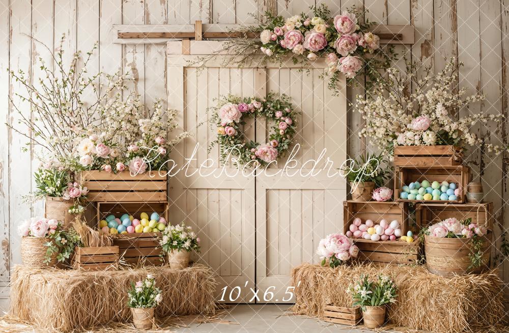 Kate Easter Bunny Eggs Arch Rustic Fleece Backdrop Designed by Emetselch - Image 2