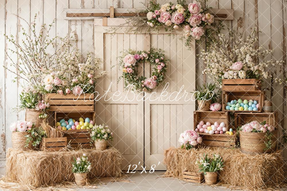 Kate Easter Bunny Eggs Arch Rustic Fleece Backdrop Designed by Emetselch - Image 4