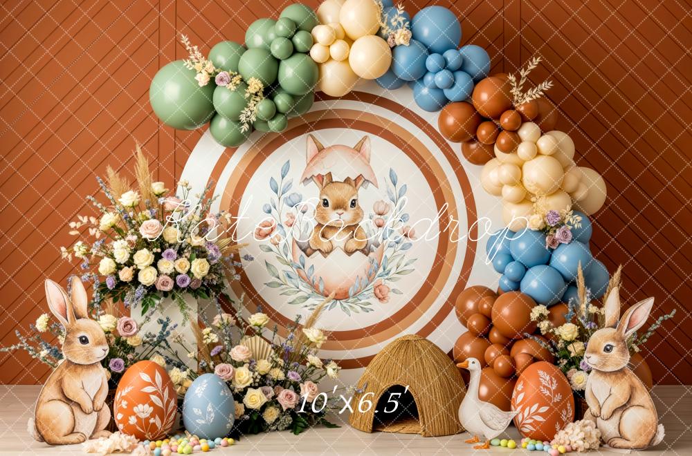 Kate Easter Bunny Eggs Balloons Fleece Backdrop Designed by Patty Robert - Image 2