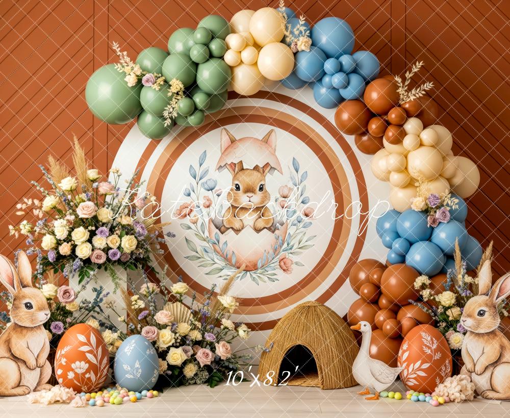 Kate Easter Bunny Eggs Balloons Fleece Backdrop Designed by Patty Robert - Image 3