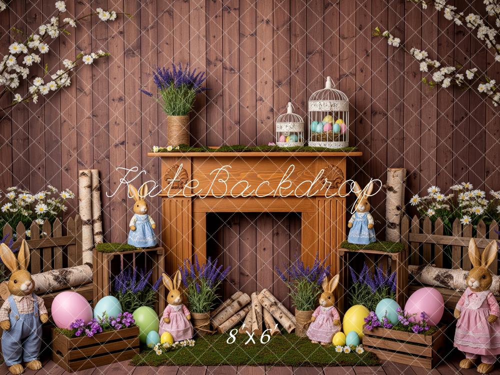 Kate Easter Bunny Eggs Fireplace Backdrop Designed by Patty Robert - Image 3