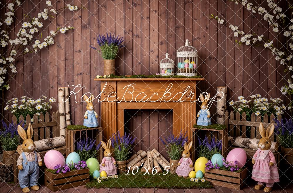 Kate Easter Bunny Eggs Fireplace Backdrop Designed by Patty Robert - Image 4