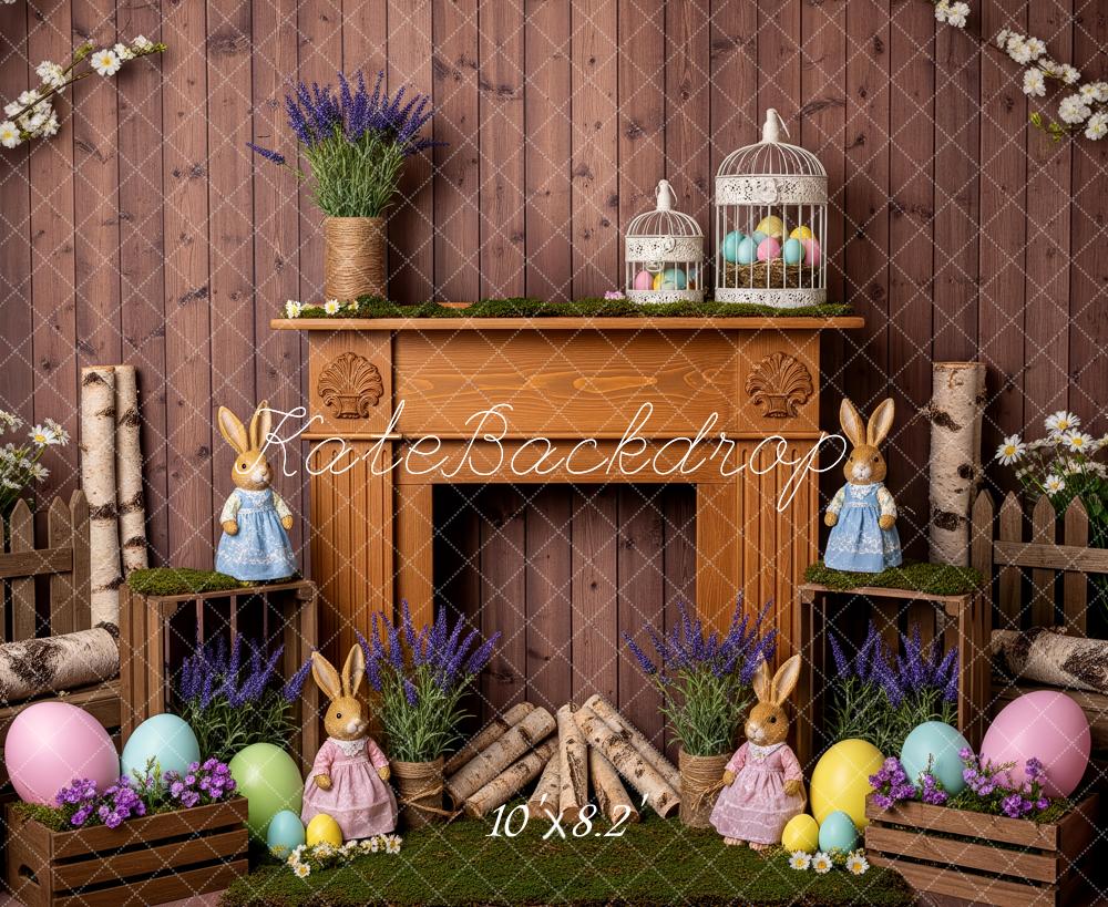 Kate Easter Bunny Eggs Fireplace Backdrop Designed by Patty Robert - Image 6