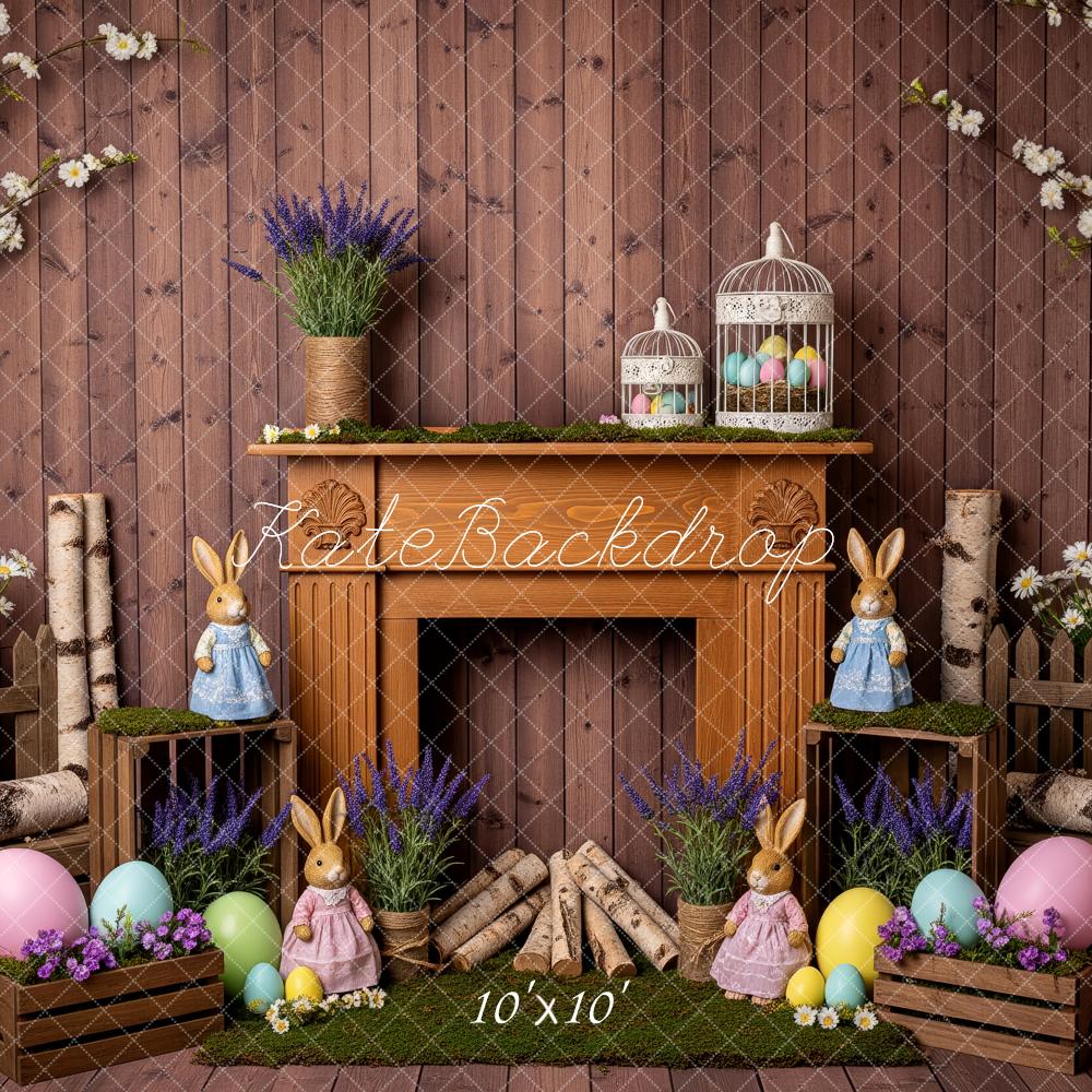 Kate Easter Bunny Eggs Fireplace Backdrop Designed by Patty Robert - Image 7