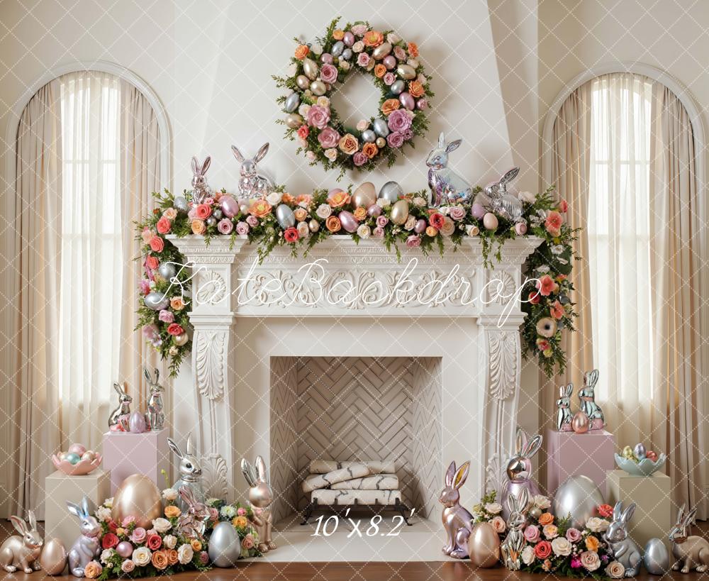 Kate Easter Bunny Eggs Floral Fireplace Backdrop Designed by Mini MakeBelieve - Image 6