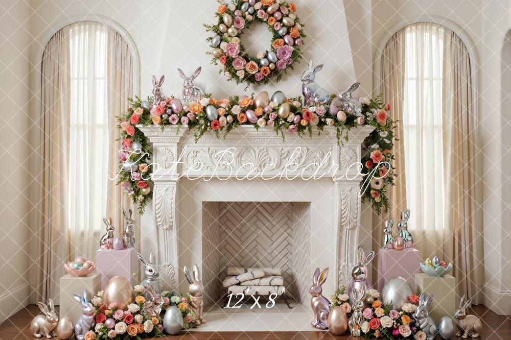 Kate Easter Bunny Eggs Floral Fireplace Backdrop Designed by Mini MakeBelieve - Image 8