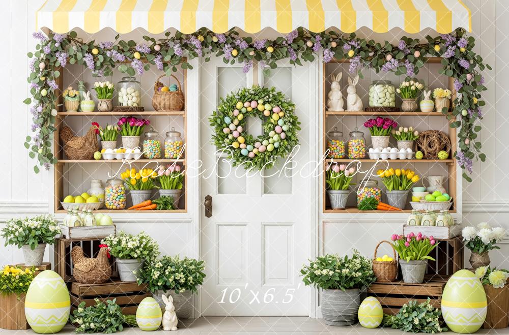 Kate Easter Bunny Eggs Garland Floral Fleece Backdrop Designed by Patty Robert - Image 2
