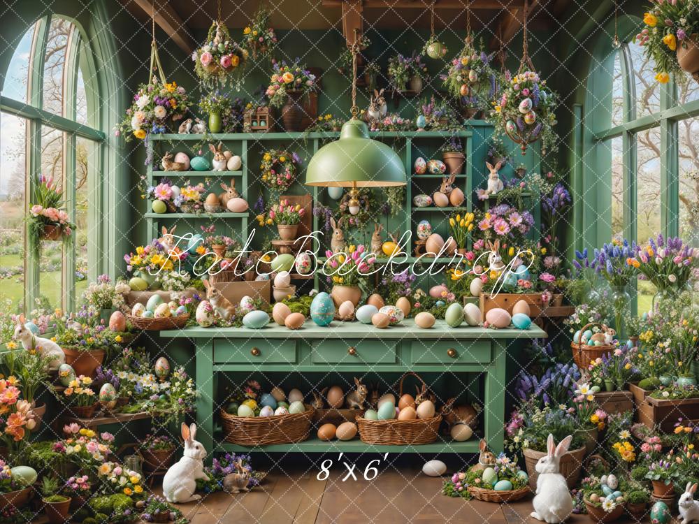 Kate Easter Bunny Eggs Floral Greenhouse Backdrop Designed by Emetselch - Image 3