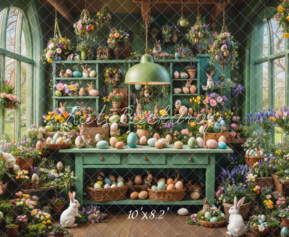 Kate Easter Bunny Eggs Floral Greenhouse Backdrop Designed by Emetselch - Image 6