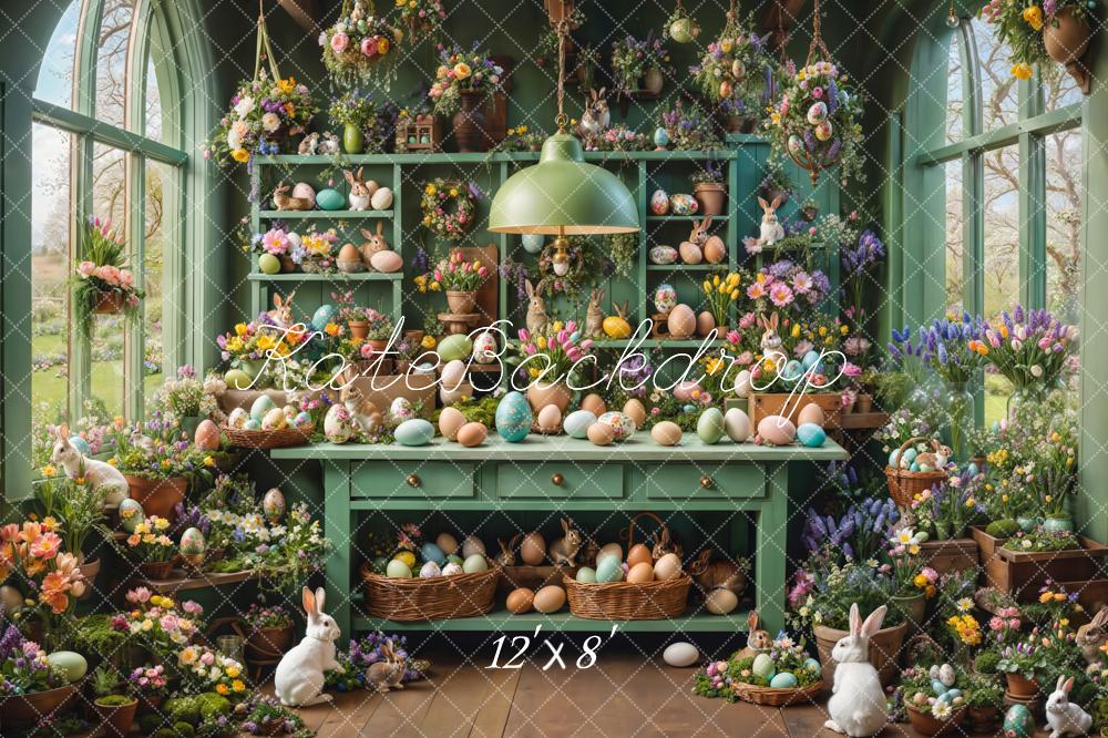 Kate Easter Bunny Eggs Floral Greenhouse Backdrop Designed by Emetselch - Image 8