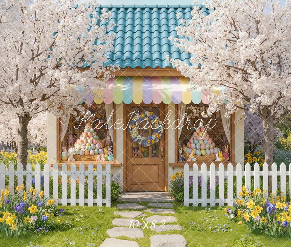 Kate Easter Bunny Eggs Garden Fleece Backdrop Designed by Emetselch - Image 3
