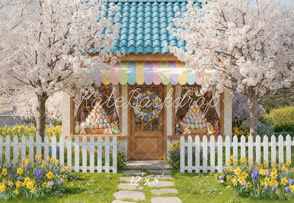 Kate Easter Bunny Eggs Garden Fleece Backdrop Designed by Emetselch - Image 4