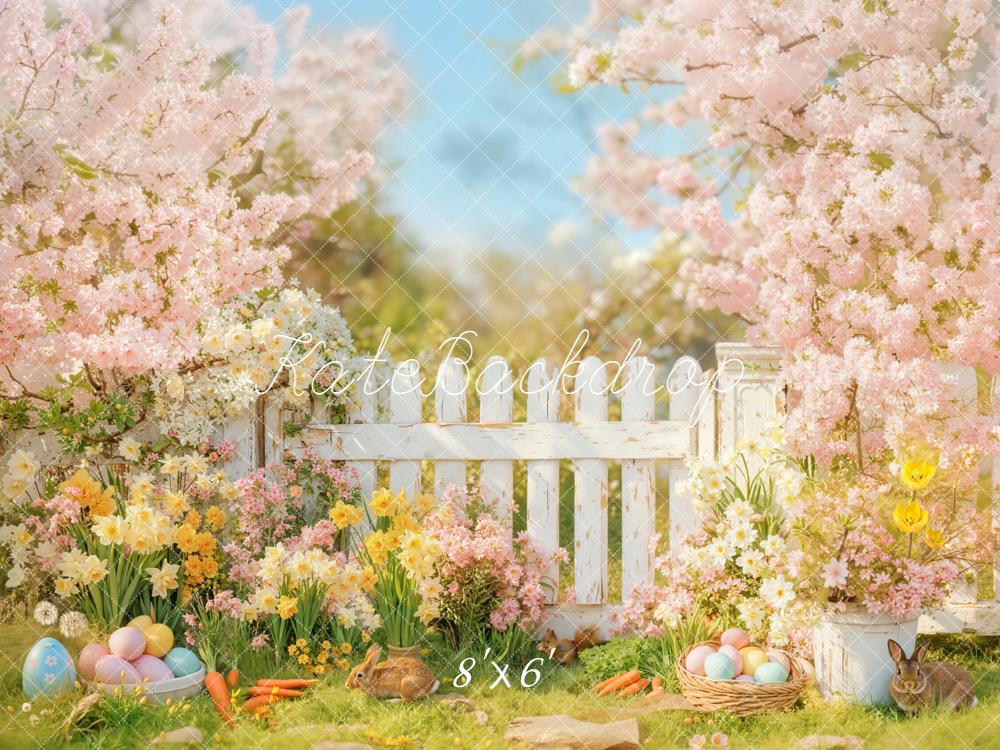 Kate Easter Bunny Eggs Garden Spring Backdrop Designed by Emetselch - Image 3