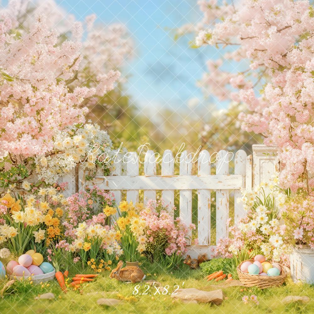 Kate Easter Bunny Eggs Garden Spring Backdrop Designed by Emetselch - Image 5