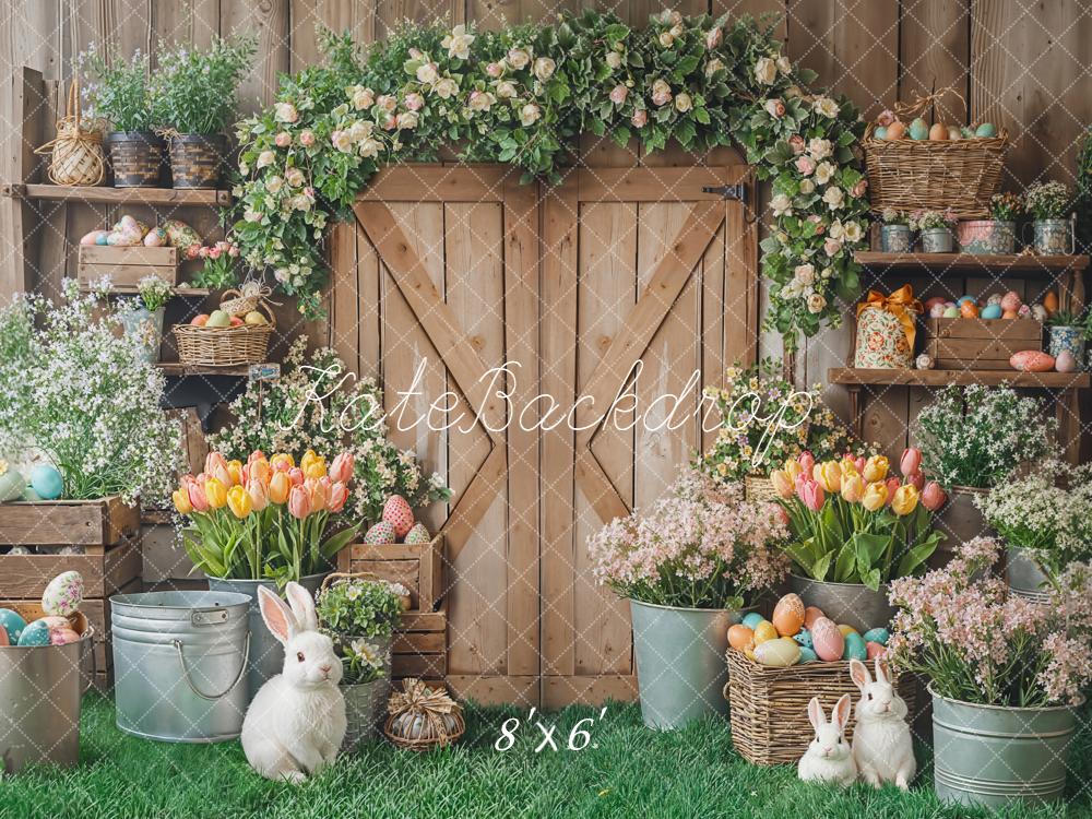 Kate Easter Bunny Eggs Garland Barn Door Backdrop Designed by Emetselch - Image 3