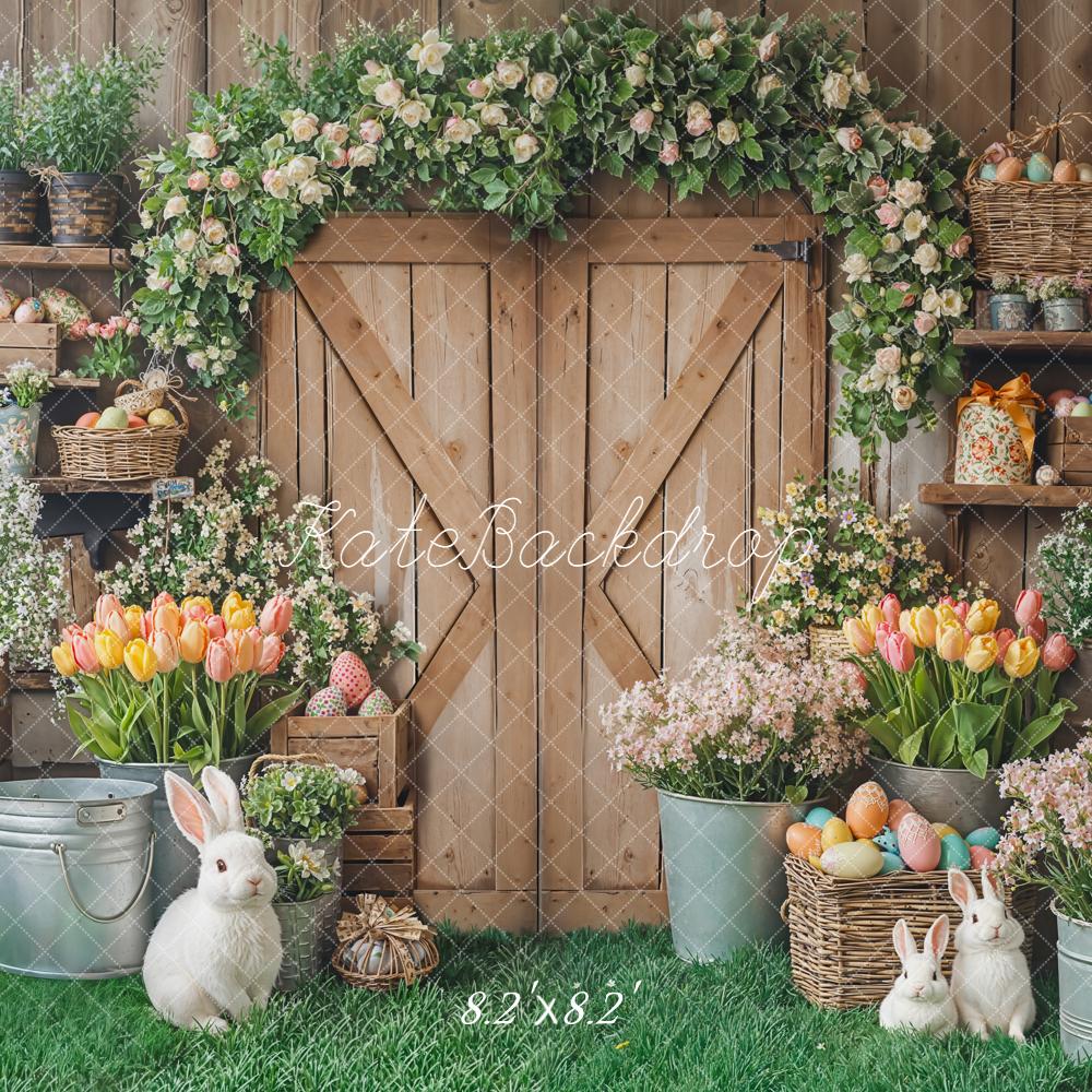 Kate Easter Bunny Eggs Garland Barn Door Backdrop Designed by Emetselch - Image 5
