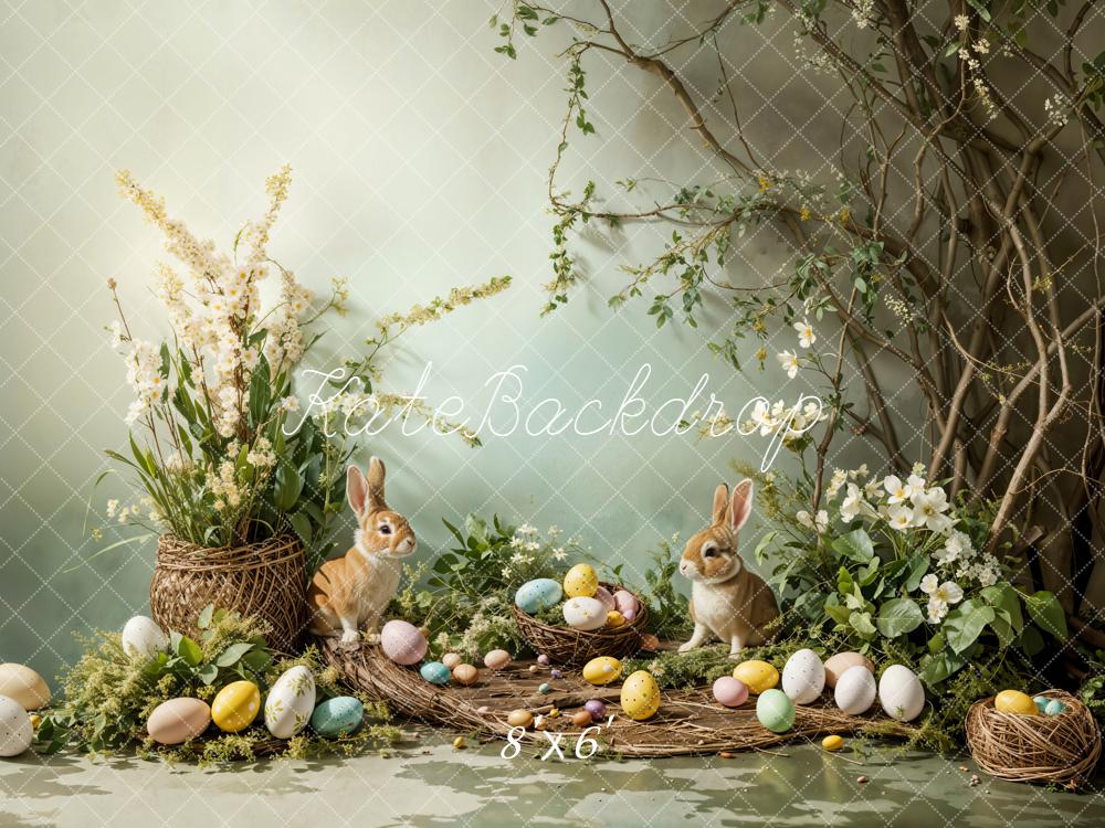 Kate Easter Bunny Eggs Nest Fleece Backdrop Designed by Emetselch - Image 2