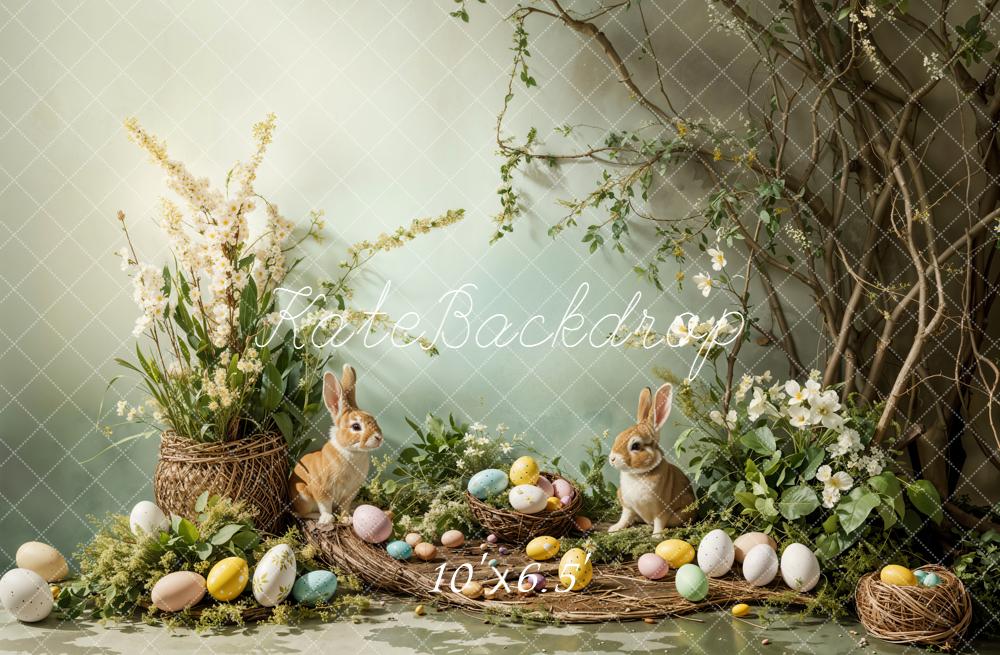 Kate Easter Bunny Eggs Nest Fleece Backdrop Designed by Emetselch - Image 3