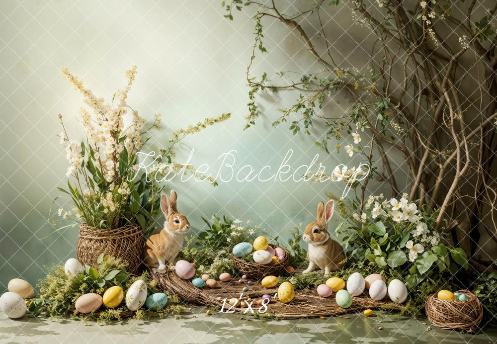 Kate Easter Bunny Eggs Nest Fleece Backdrop Designed by Emetselch - Image 5
