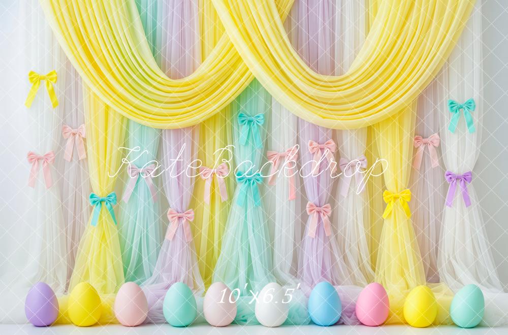 Kate Easter Bunny Eggs Ribbons Curtains Fleece Backdrop Designed by Patty Robert - Image 2