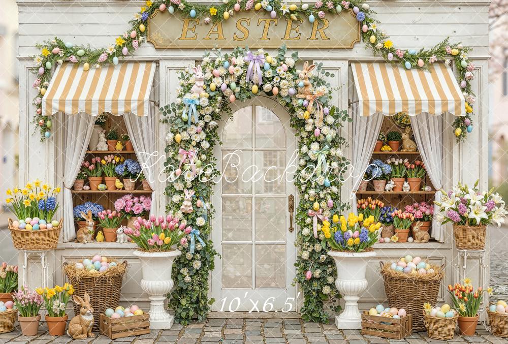 Kate Easter Bunny Eggs Shop Fleece Backdrop Designed by Emstselch - Image 2