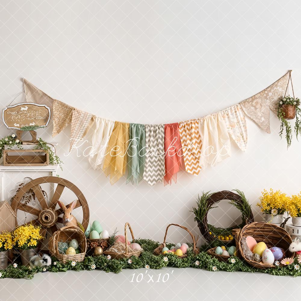 Kate Easter Bunny Eggs Wagon Basket Garland Backdrop Designed by Emetselch - Image 2