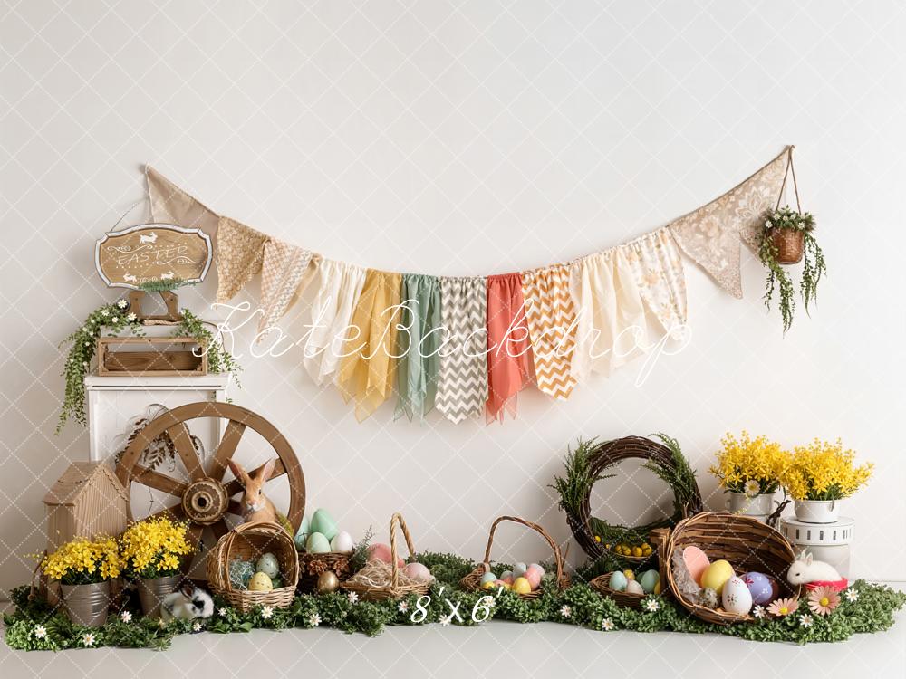 Kate Easter Bunny Eggs Wagon Basket Garland Backdrop Designed by Emetselch - Image 3