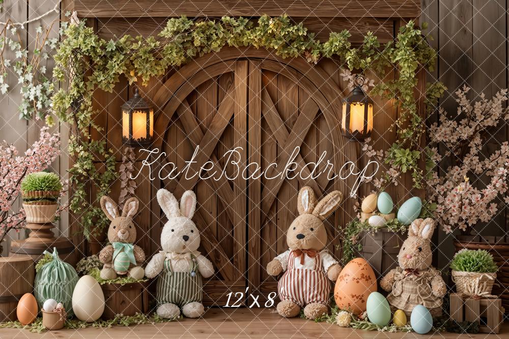 Kate Easter Bunny Eggs Wooden Door Fleece Backdrop Designed by Emetselch - Image 4