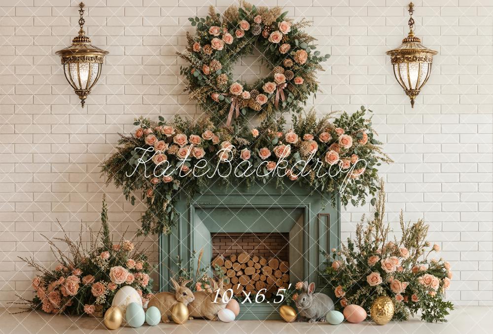 Kate Easter Bunny Fireplace Garland Fleece Backdrop Designed by Emstselch - Image 2