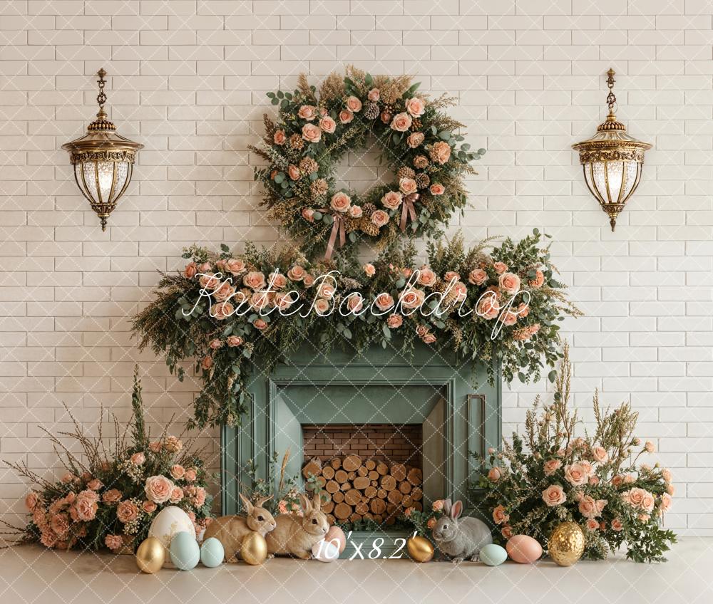 Kate Easter Bunny Fireplace Garland Fleece Backdrop Designed by Emstselch - Image 3
