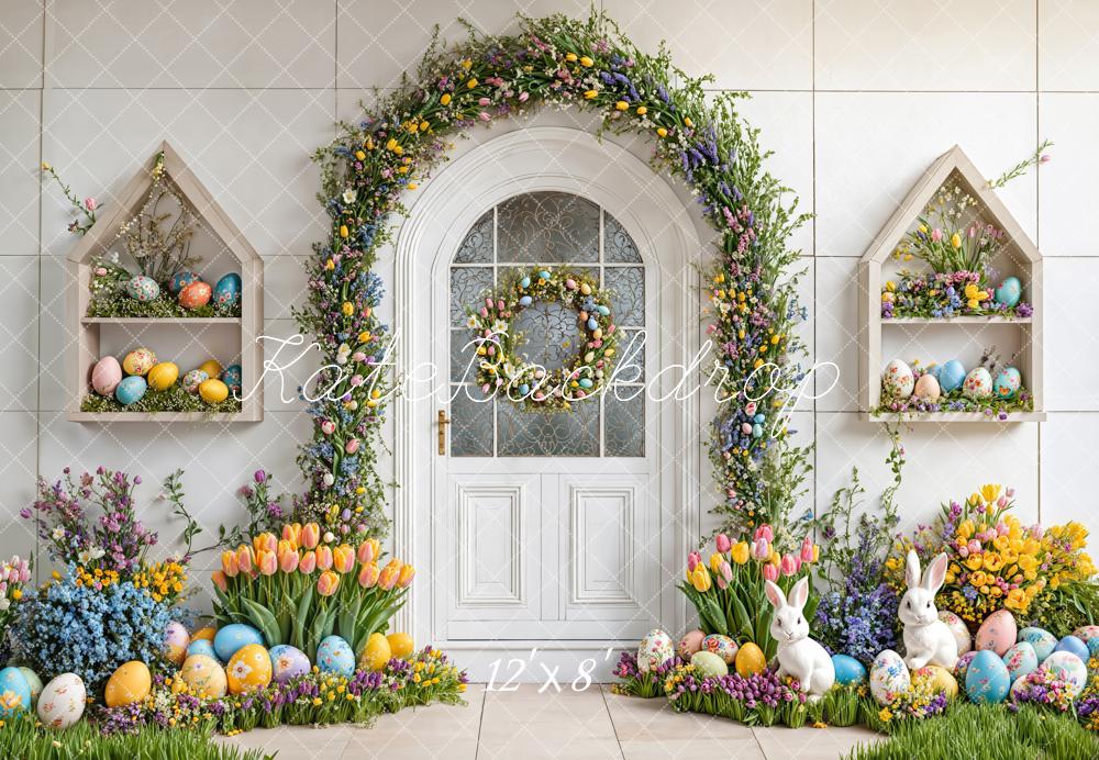 Kate Easter Bunny Floral Arch Fleece Backdrop Designed by Emetselch - Image 4
