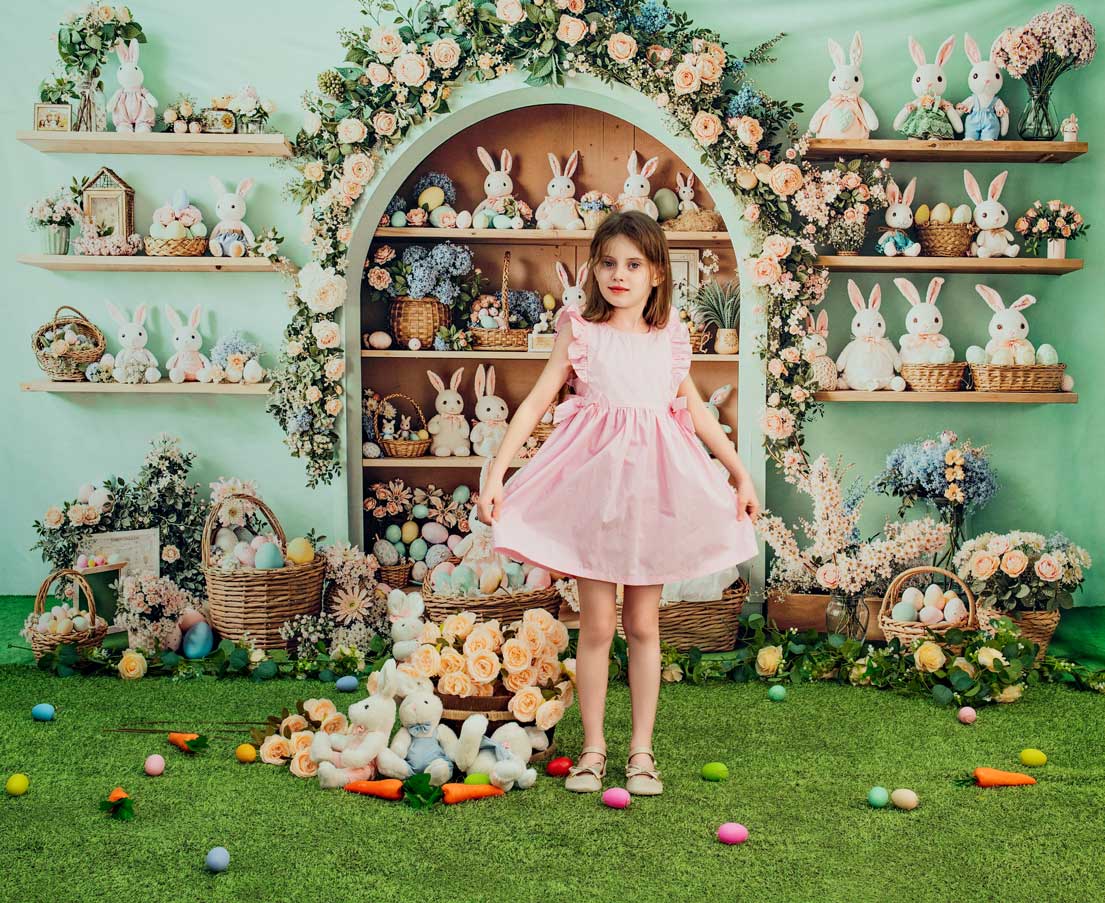 Kate Easter Bunny Floral Arch Shelves Backdrop Designed by Emetselch - Image 3