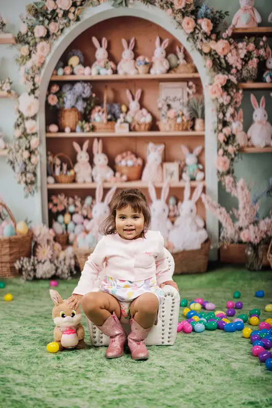 Kate Easter Bunny Floral Arch Shelves Backdrop Designed by Emetselch - Image 4