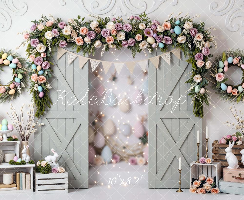 Kate Easter Bunny Floral Barn Door Pastel Backdrop Designed by Mini MakeBelieve - Image 6