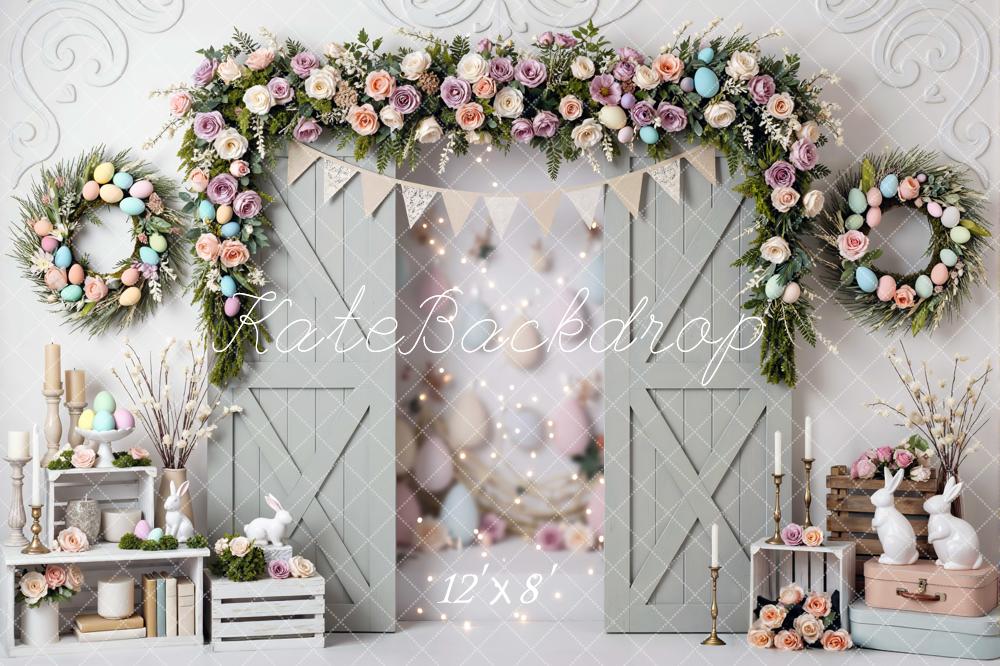 Kate Easter Bunny Floral Barn Door Pastel Backdrop Designed by Mini MakeBelieve - Image 8