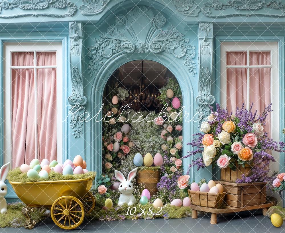 Kate Easter Bunny Floral Blue Backdrop Designed by Mini MakeBelieve - Image 5