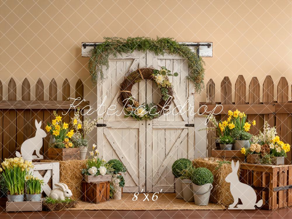 Kate Easter Bunny Floral Crates Barn Door Backdrop Designed by Emetselch - Image 3