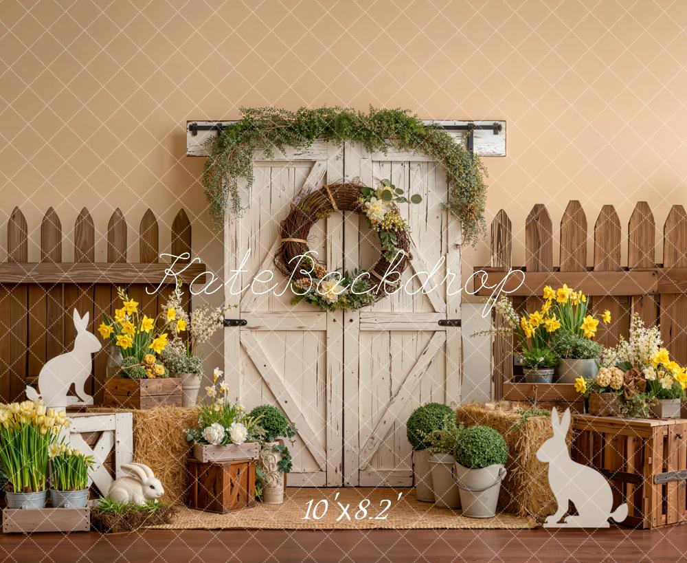 Kate Easter Bunny Floral Crates Barn Door Backdrop Designed by Emetselch - Image 6