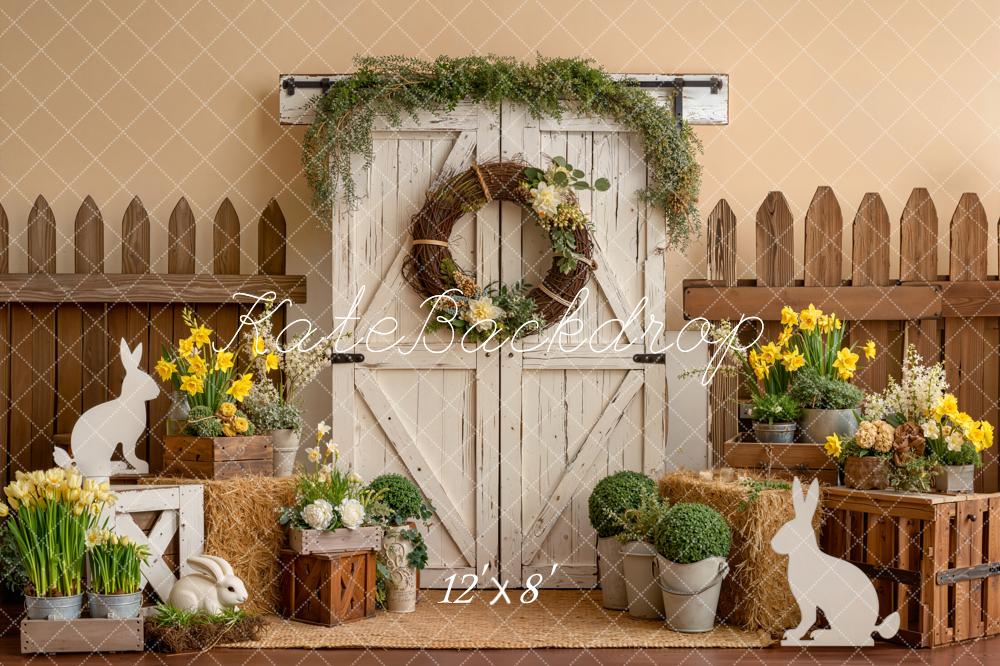 Kate Easter Bunny Floral Crates Barn Door Backdrop Designed by Emetselch - Image 8