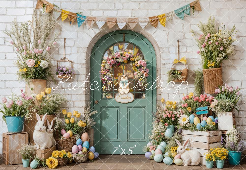 Kate Easter Bunny Floral Door Backdrop Designed by Emetselch - Image 2