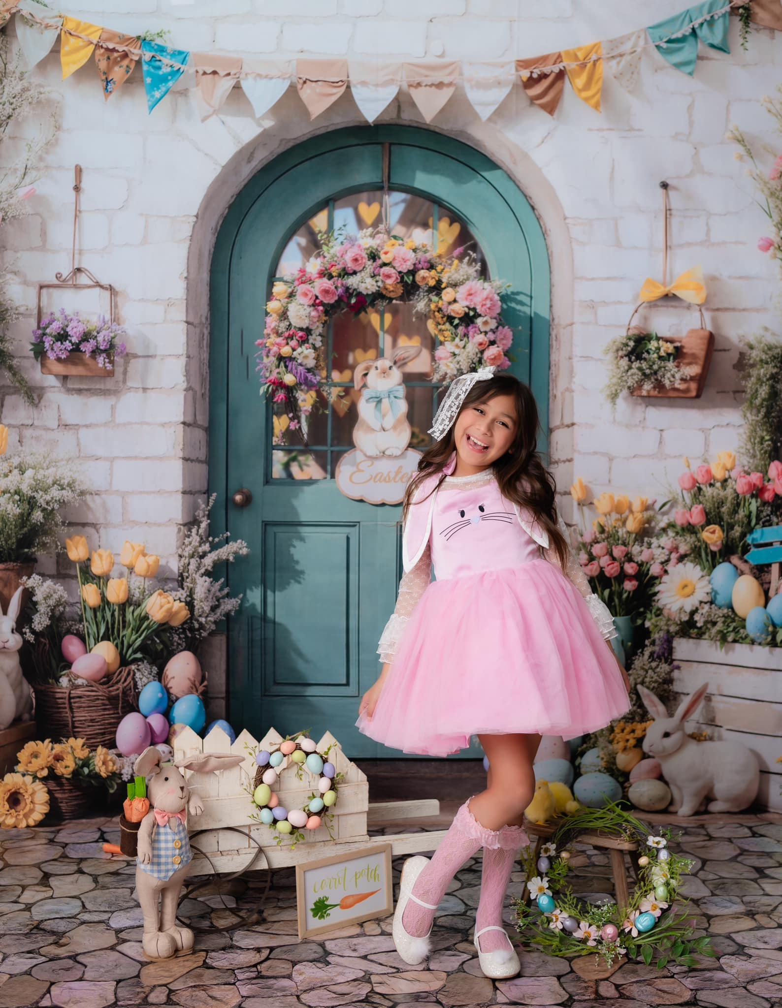 Kate Easter Bunny Floral Door Backdrop Designed by Emetselch - Image 3