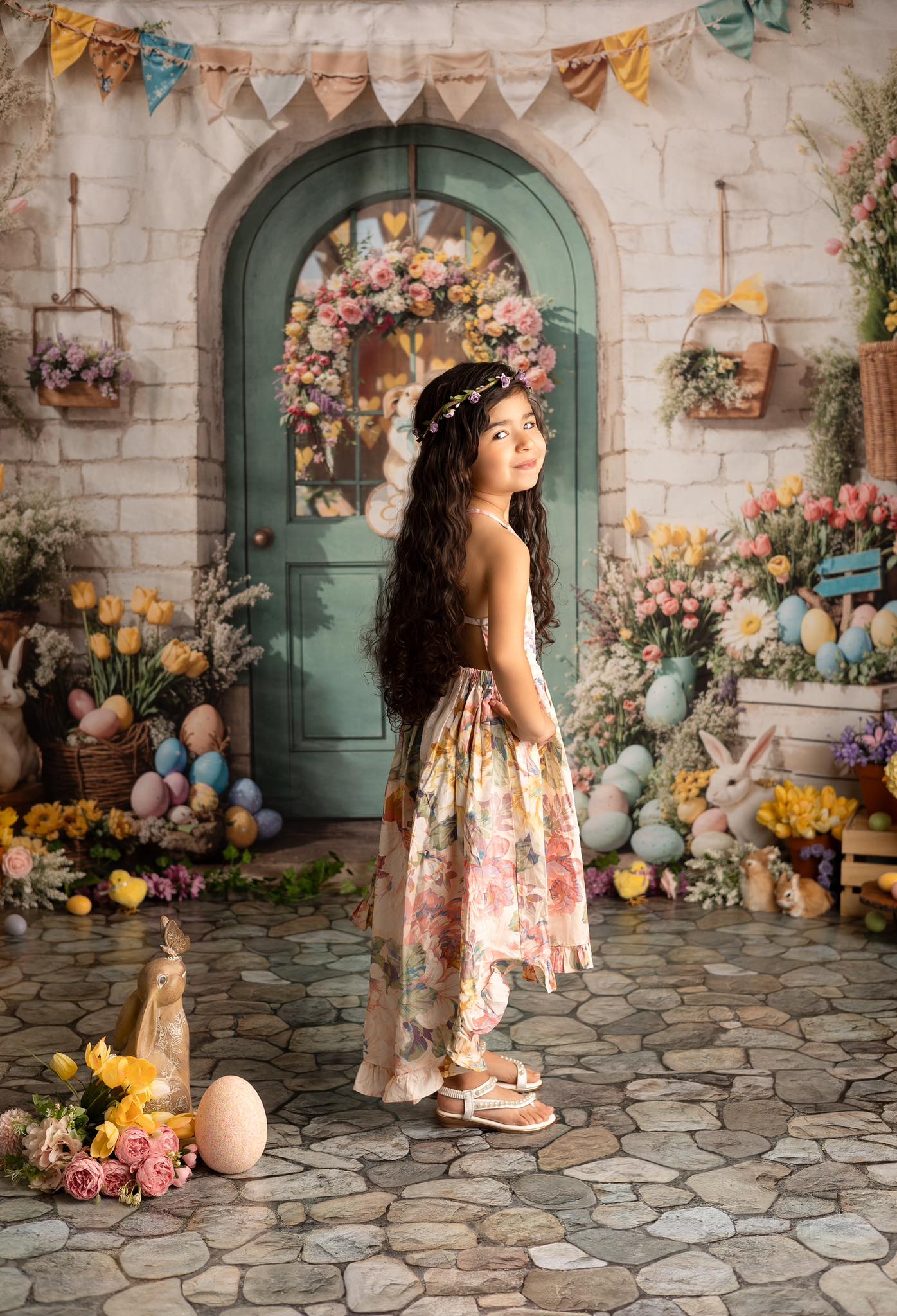 Kate Easter Bunny Floral Door Backdrop Designed by Emetselch - Image 4