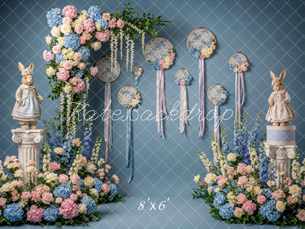 Kate Easter Bunny Floral Dreamcatcher Pastel Backdrop Designed by Patty Robert - Image 3