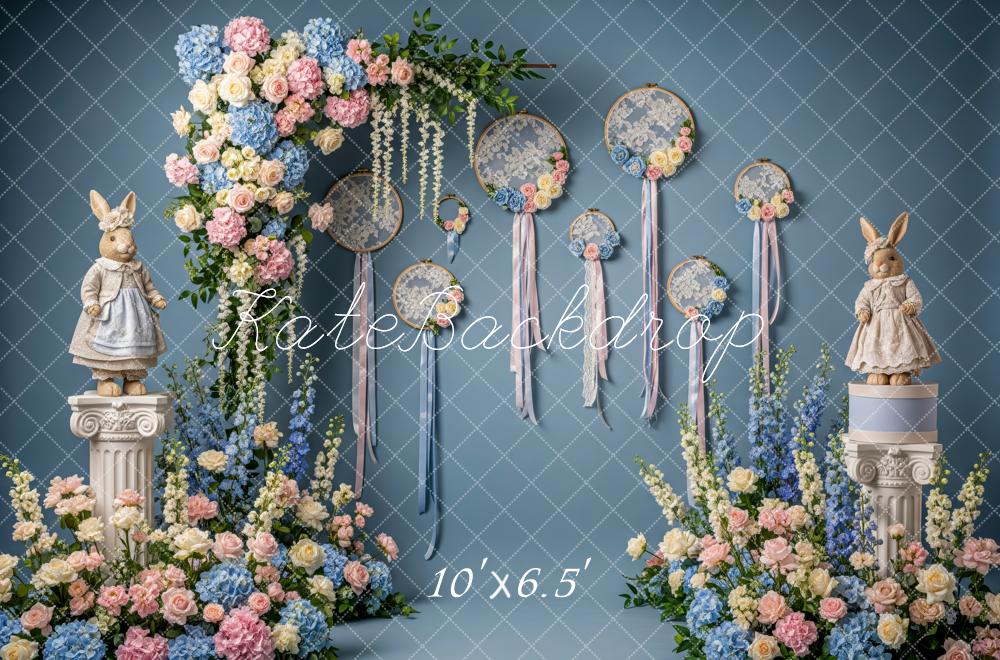 Kate Easter Bunny Floral Dreamcatcher Pastel Backdrop Designed by Patty Robert - Image 4