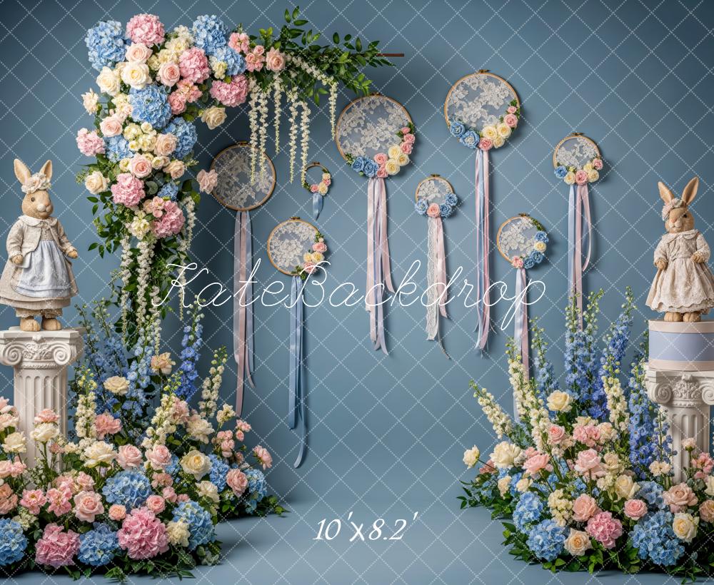 Kate Easter Bunny Floral Dreamcatcher Pastel Backdrop Designed by Patty Robert - Image 6