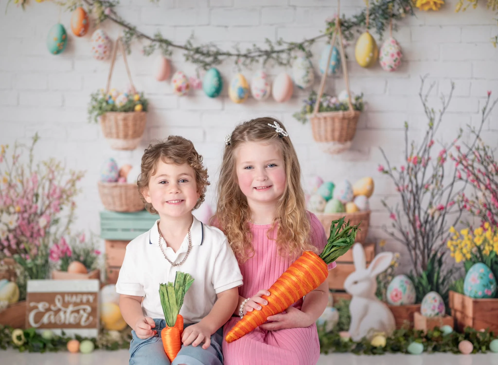 Kate Easter Bunny Floral Egg Rustic Backdrop Designed by Emetselch - Image 3
