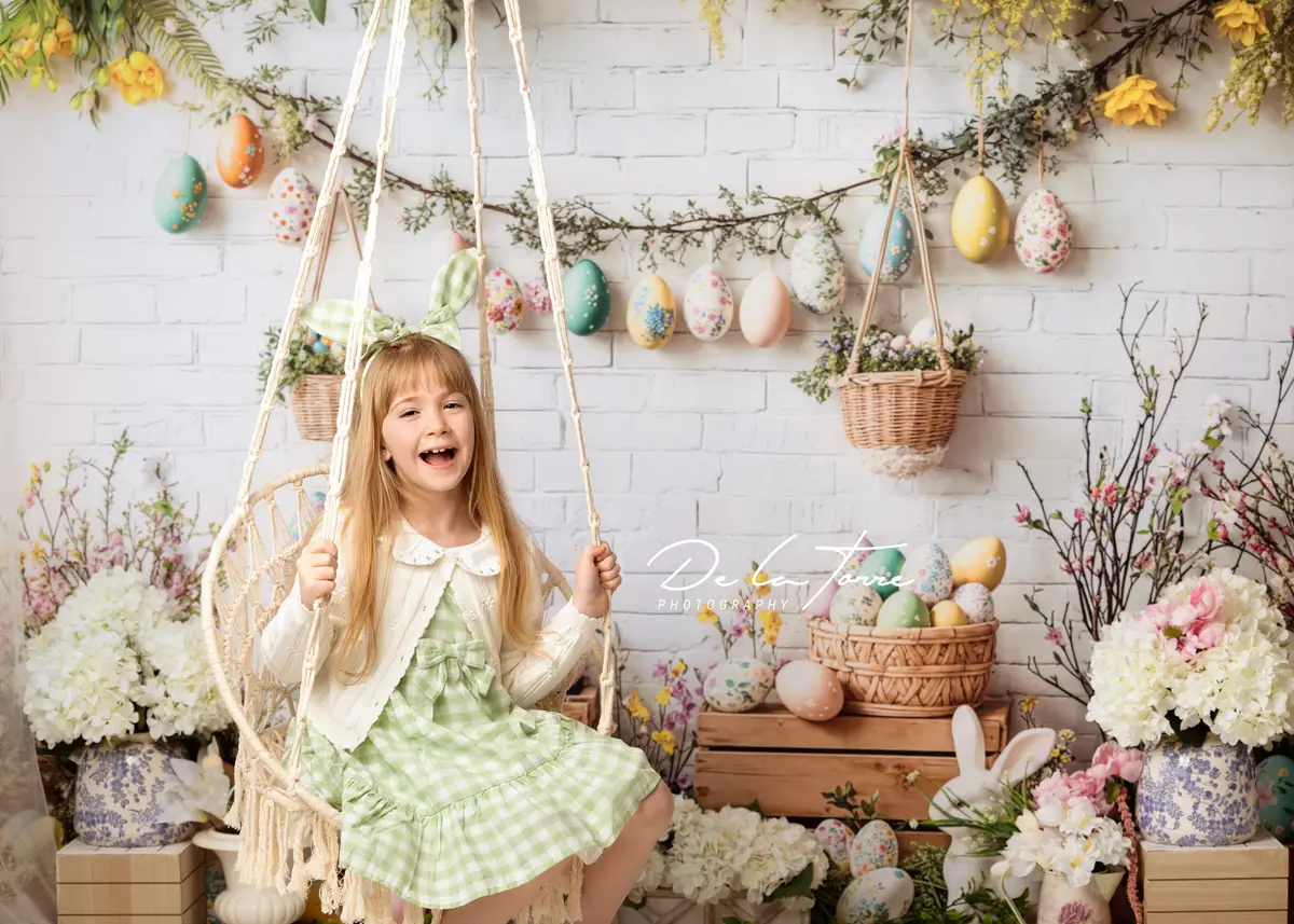 Kate Easter Bunny Floral Egg Rustic Backdrop Designed by Emetselch - Image 5