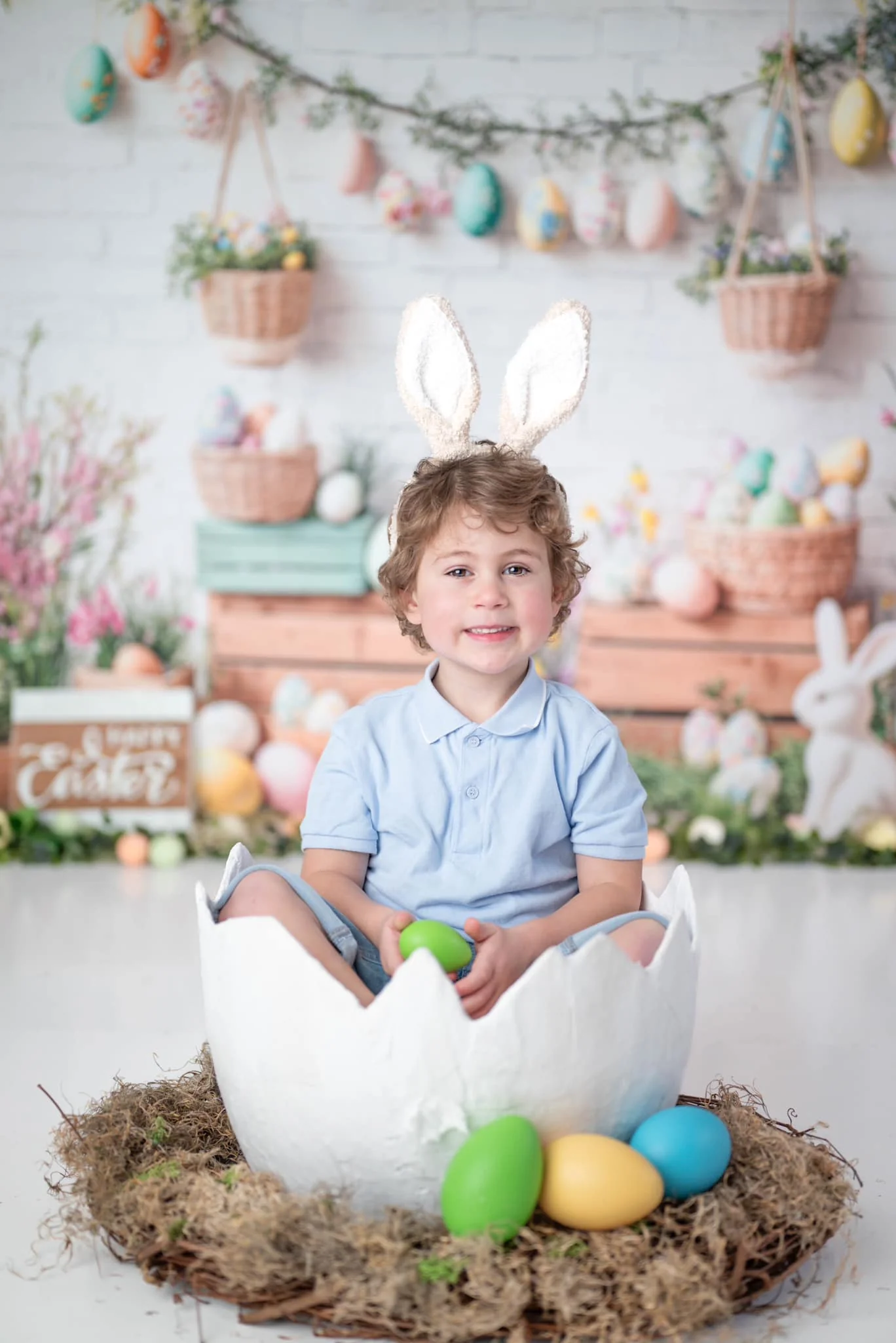Kate Easter Bunny Floral Egg Rustic Backdrop Designed by Emetselch - Image 6